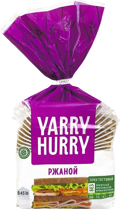 

Хлеб Ярхлеб Yarry Hurry Тостовый ржаной 450 г