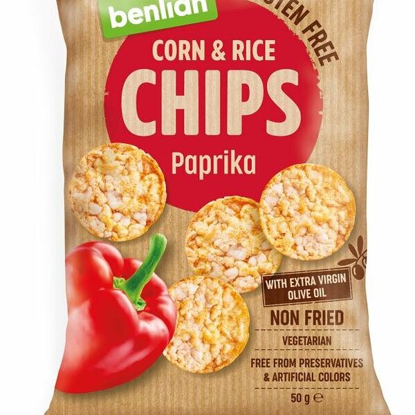 Чипсы кукурузно-рисовые Benlian со вкусом паприки без глютена