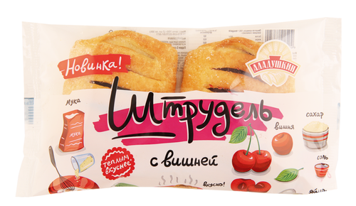 

Штрудель слоеный АЛАДУШКИН с фруктовой начинкой вишня, 2х50г