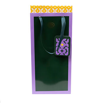 Пакет подарочный «Азбука вкуса» зелено-фиолетовый с открыткой 18х38х10, Россия