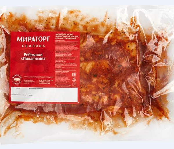 Ребрышки Мираторг свиные охлажденные в/у