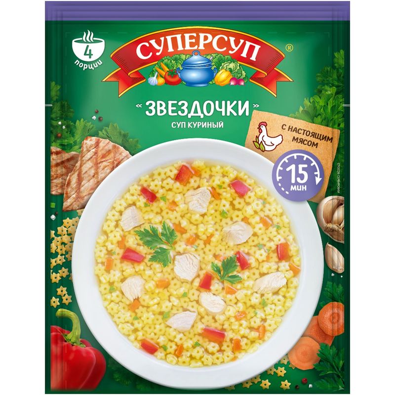 

Смесь для супа Суперсуп Куриный звездочки, 70 г
