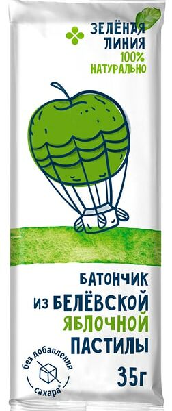 Батончик Зеленая линия из белевской яблочной пастилы 35г