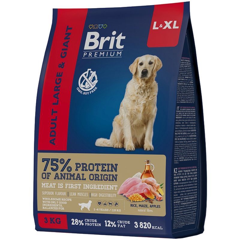

Корм Brit Premium Dog Adult Large с курицей для взрослых собак крупных пород 3 кг
