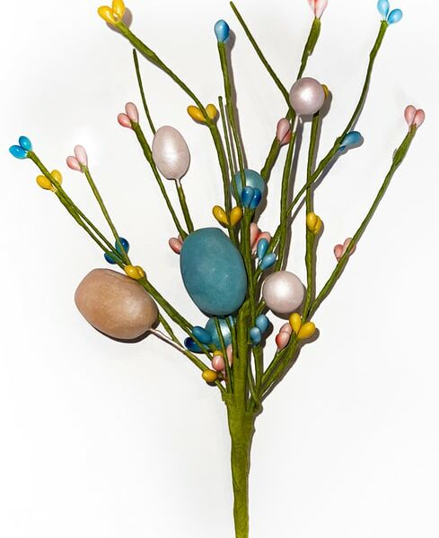 Веточка украшенная с пасхальными яйцами 28см