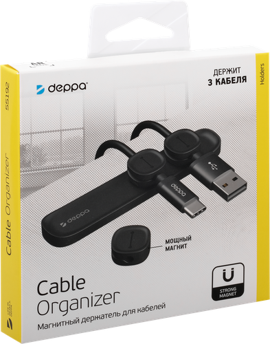 

Держатель для кабелей Deppa Mage Cable, магнитный, черный