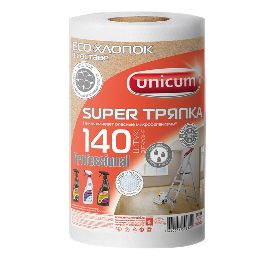 

Чудо тряпка Unicum Super для сухой и влажной уборки в рулоне, 140 шт.