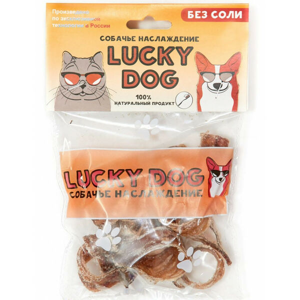 Лакомство для собак Lucky dog Трахея говяжья сушеная резаная 1 уп