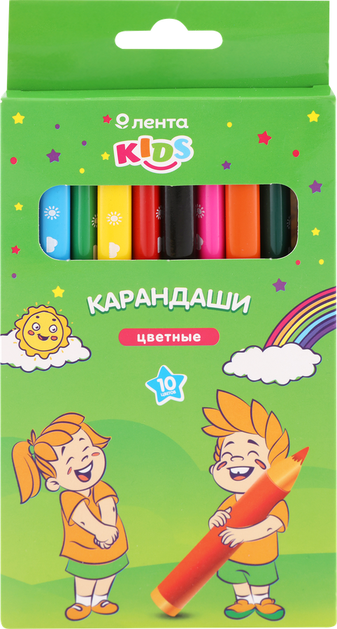 

Набор цветных карандашей ЛЕНТА KIDS 10 цветов, 10шт