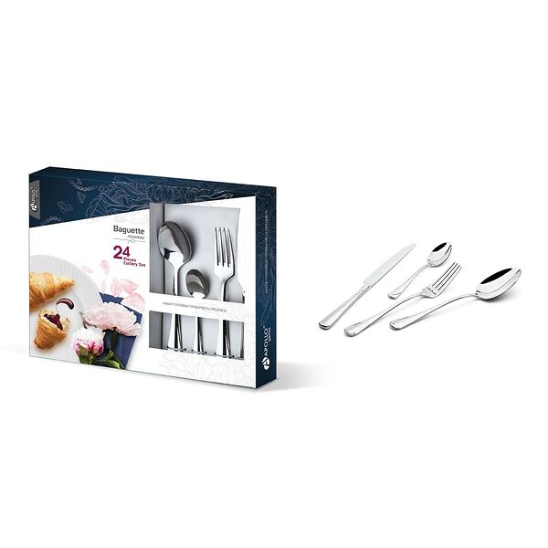 Набор столовых приборов APOLLO genio Baguette Nouveau 24 предмета, нержавеющая сталь