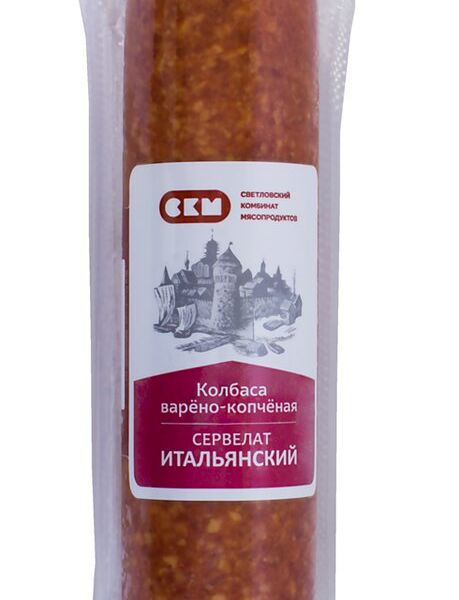 Колбаса СКМ Сервелат Итальянский варено-копченая категории В