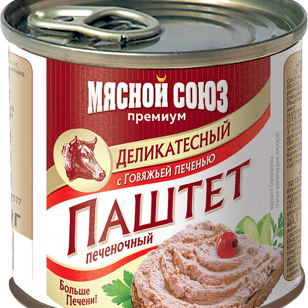 Паштет Мясной Союз деликатесный 240г из говяжьей печени