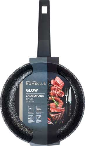 

Сковорода HOMECLUB Glow 24см, литой алюминий, антипригарное покрытие, ручка soft touch, Арт. 1024-11-Л
