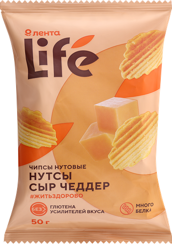 Чипсы нутовые ЛЕНТА LIFE Сыр Чеддер, 50г
