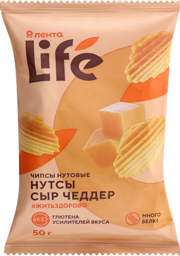 

Чипсы нутовые Лента Life Сыр Чеддер, 50 г