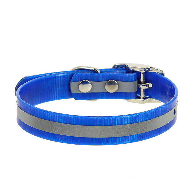 Каскад ошейник из биотана со светоотражающей полосой 25 мм х 39-51,5 см, Синий