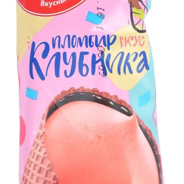 Мороженое АШАН Красная птица пломбир клубничный