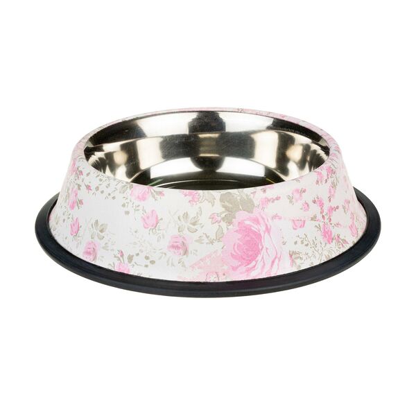 Миска металл для собак резиновое основание цветной рисунок 700мл