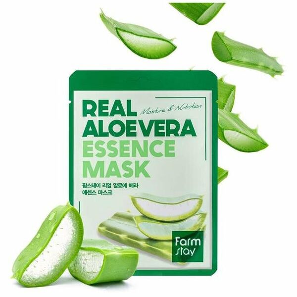 Маска тканевая для лица Real Aloe Vera Essence Mask (Риал Алоэ Вера Эссенс Маск) с экстрактом алоэ ТМ FarmStay (ФармСтей)