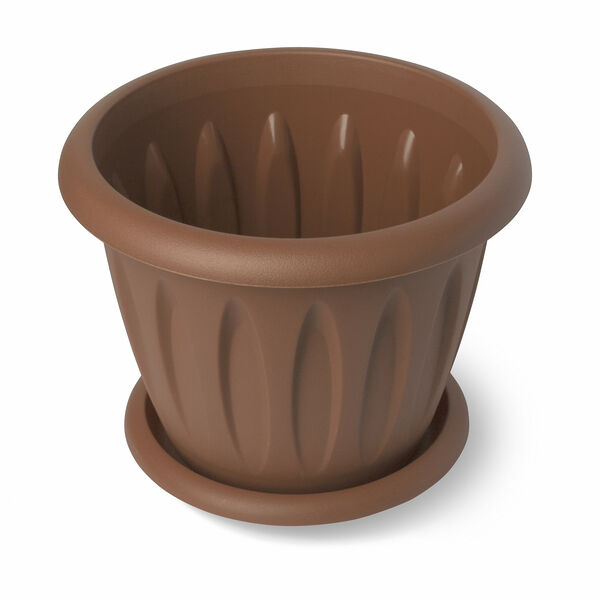Горшок для растений Фелиция Микс с поддоном, коричневый, 3.6 л, диаметр 22.5 см