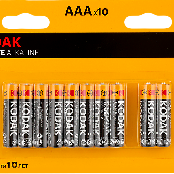 Батарейки KODAK Xtralife Alkaline LR03-8+2BL K3A-8+2, 10шт