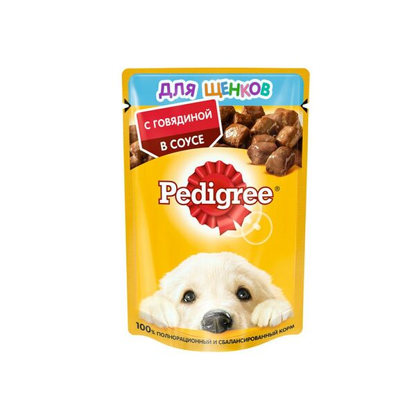 Корм для щенков всех пород Pedigree с говядиной в соусе