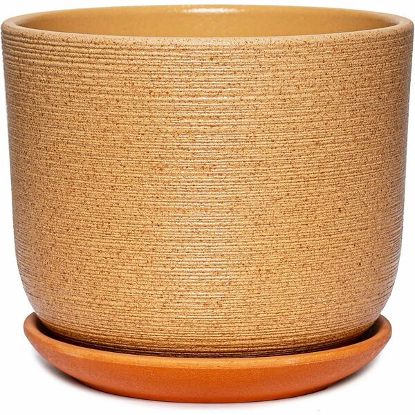 Горшок Крафт d19 см керамический бежевый с поддоном