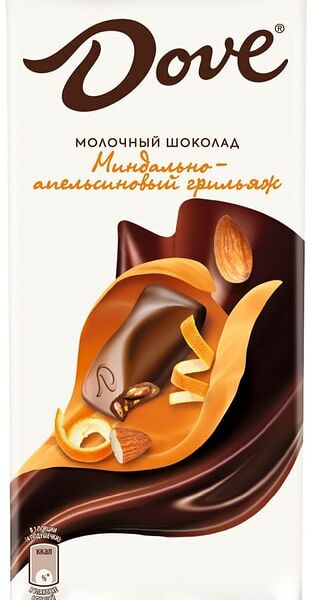 Шоколад Dove Молочный Миндально-апельсиновый грильяж 90г