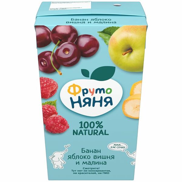 Нектар ФрутоНяня банан, яблоко, вишня, малина  500мл