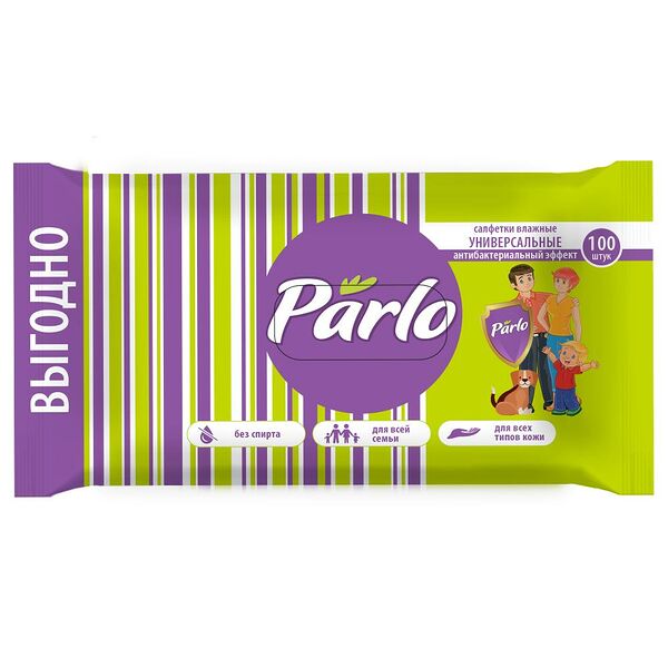 Салфетки влажные антибактериальные 100 штук ТМ Parlo (Парло)