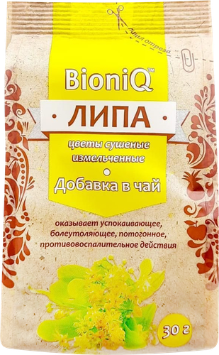 

Липа BIONIQ сушеная измельченная, цветы, 30г