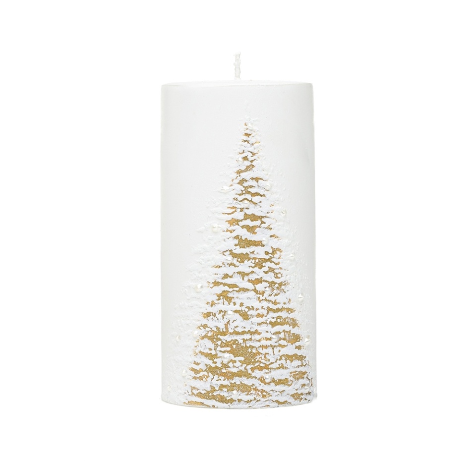 

Свеча-столбик Candles Золотистая елочка белая 15см, Литва