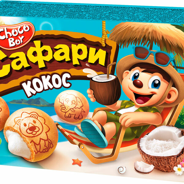 Сафари Choco Boy печенье с кокосом