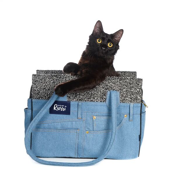 Сумка для кошек и собак мелкого размера, 40x20x30 см, голубая