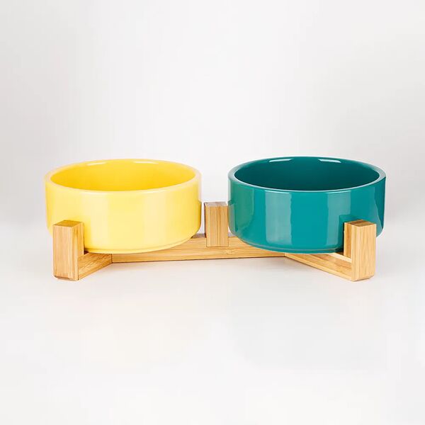 Миски керамические для кошек и собак, 13,5х5,5 см, оранжево-зеленый