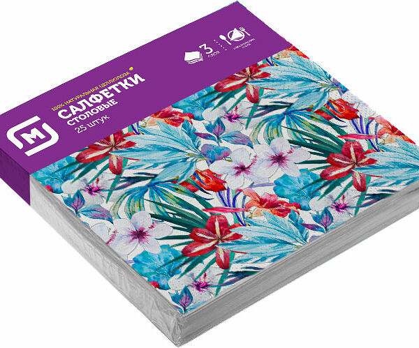 Салфетки бумажные Магнит с рисунком 3-х слойные в ассортименте