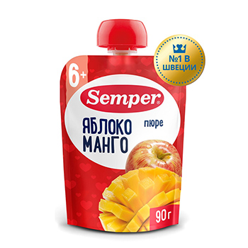 

Пюре Semper яблоко-манго с 6 месяцев 90 г