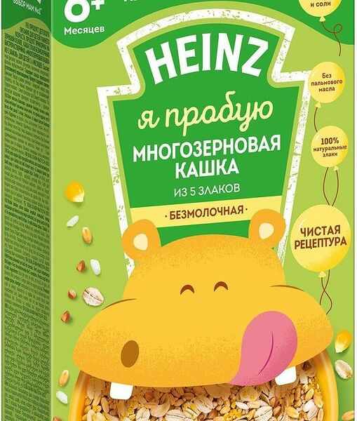 Каша Heinz Многозерновая кашка из 5 злаков сухая безмолочная быстрорастворимая 6 месяцев+ 180г