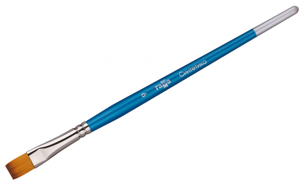 Кисть художественная синтетика №09 плоская ТМ Гамма