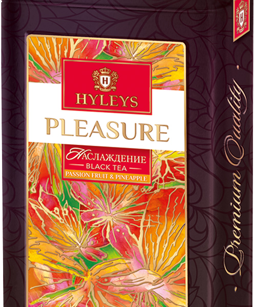 Чай Hyleys Pleasure (Наслаждение) чёрн.,кр/л с кус анан, мар-йя аром клуб,сливки ж/б 80г