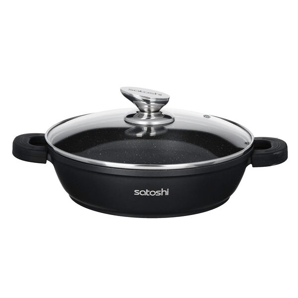 Satoshi лион сотейник с крышкой 2,5л d24х7см, а/приг.покр.мрамор, силик.протекторы ручек, индукция