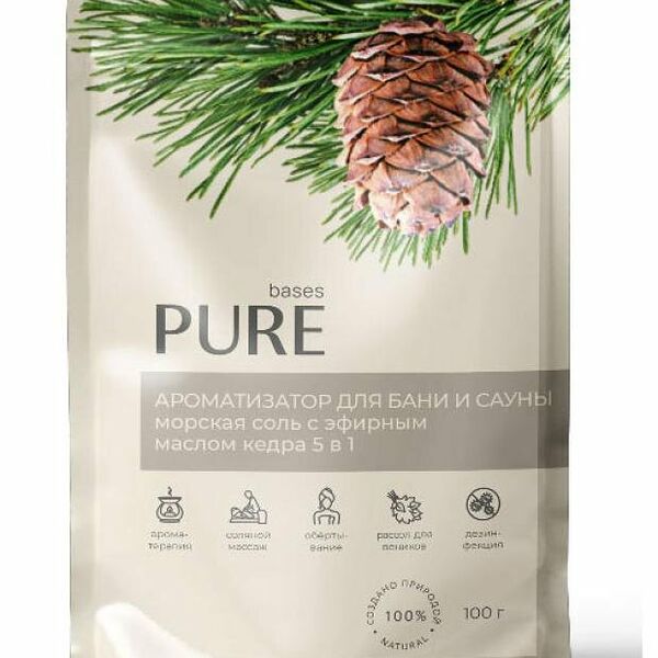 Соль для бани и сауны Pure Bases Соль и эфирное масло Кедр