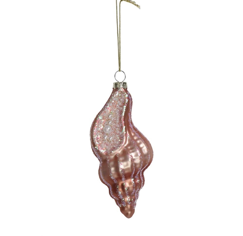 

Игрушка для елки Kersten «Коллекция Традиции» Раковина розовая 12.8см стекло, Нидерланды