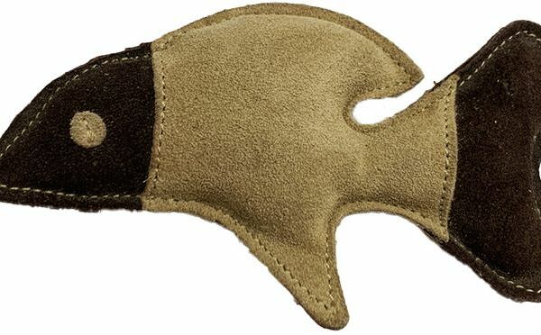 Игрушка для кошек Bow Wow Кожаная рыбка бежево-коричневая