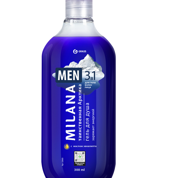 Гель для душа мужской Milana мужской Таинственная Арктика с маслом эвкалипта