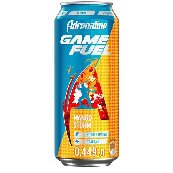 Энергетический напиток Adrenaline Game Fuel Mango storm со вкусом Манго газированный