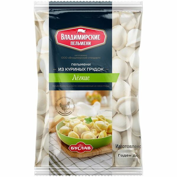 Пельмени Владимирские пельмени Буслав Лёгкие из куриных грудок, 900 г