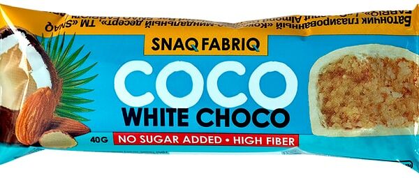 Батончик Snaq Fabriq White Coco кокос и миндаль в белом шоколаде 40 г 1 шт.