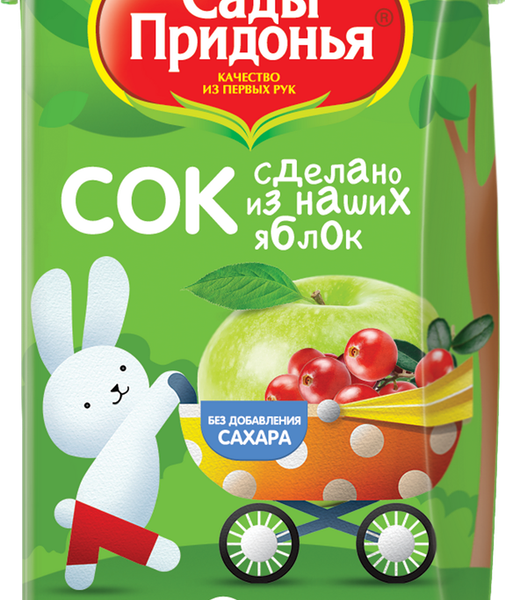 Сок САДЫ ПРИДОНЬЯ Яблоко, клюква осветленный восстановленный, с 6 месяцев
