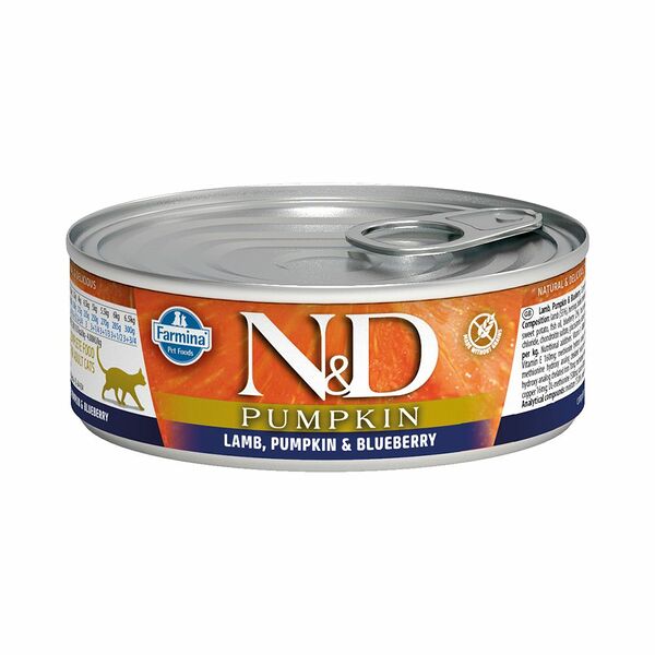 Корм для кошек FARMINA N&D Pumpkin с тыквой, ягненок и черника банка 80г х 24 шт